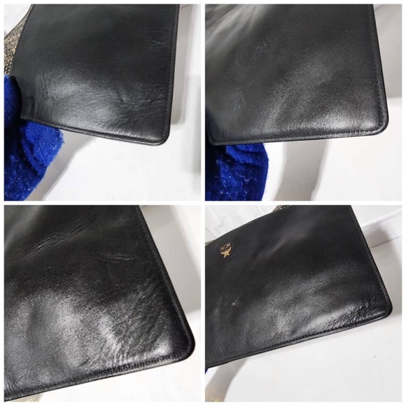 Authentic MCM Leather studded Wristlet/Clutch Black/Beige - Picture 14 of 15